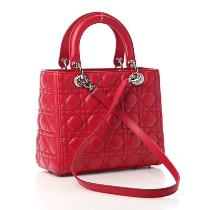 Christian Dior Lambskin Cannage Medium Lady Dior Red 2 of 4