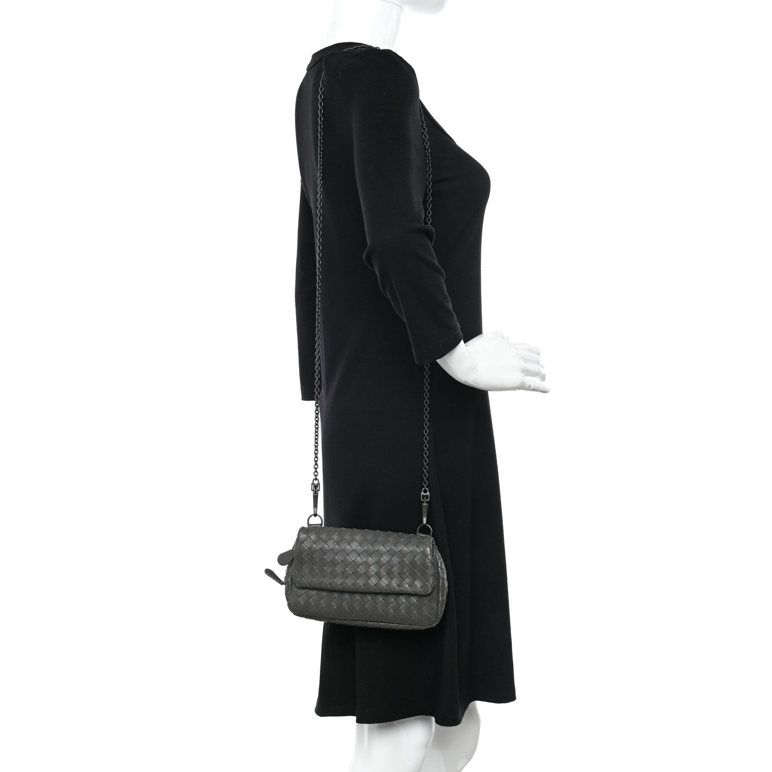 Bottega Veneta Nappa Intrecciato Small Chain Crossbody Light Grey 2 of 11