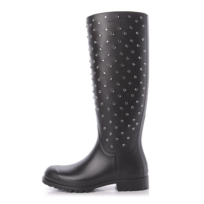 Saint Laurent Rubber Crystal Studded Festival Rain Boots 38 Black 1 of 8