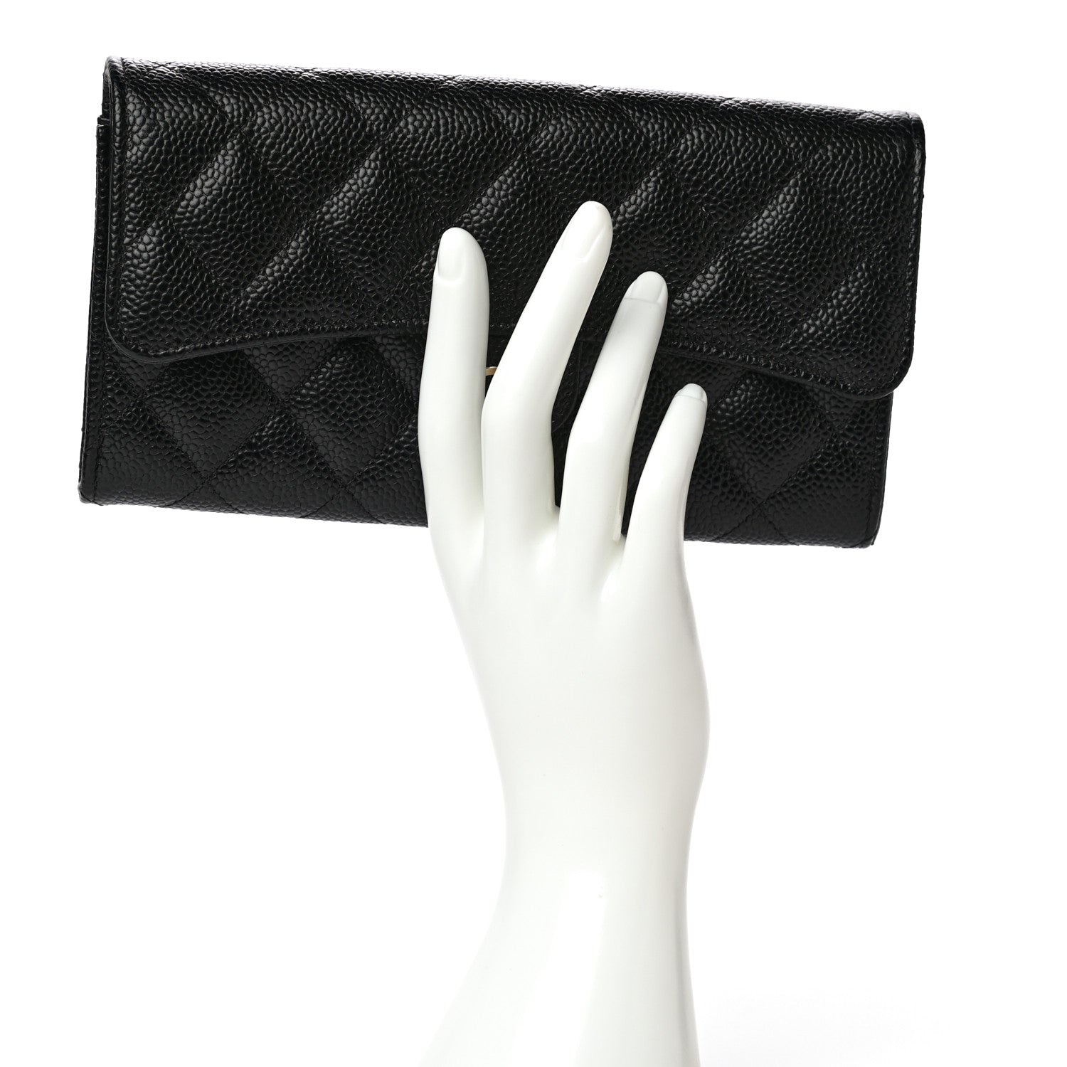 Chanel Caviar Quilted Large Gusset Flap Wallet Black 2 of 12