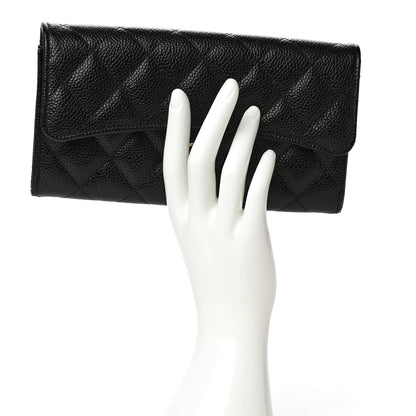 Chanel Caviar Quilted Large Gusset Flap Wallet Black 2 of 12