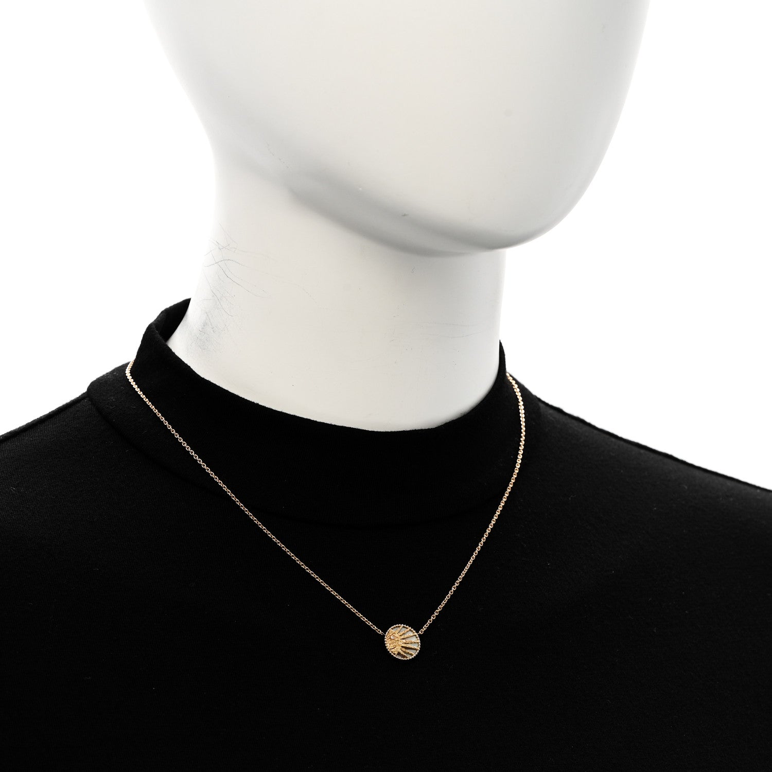 Christian Dior 18K Yellow White Gold Diamond Black Onyx Mother of Pearl Rose Celeste Pendant Necklace 2 of 7