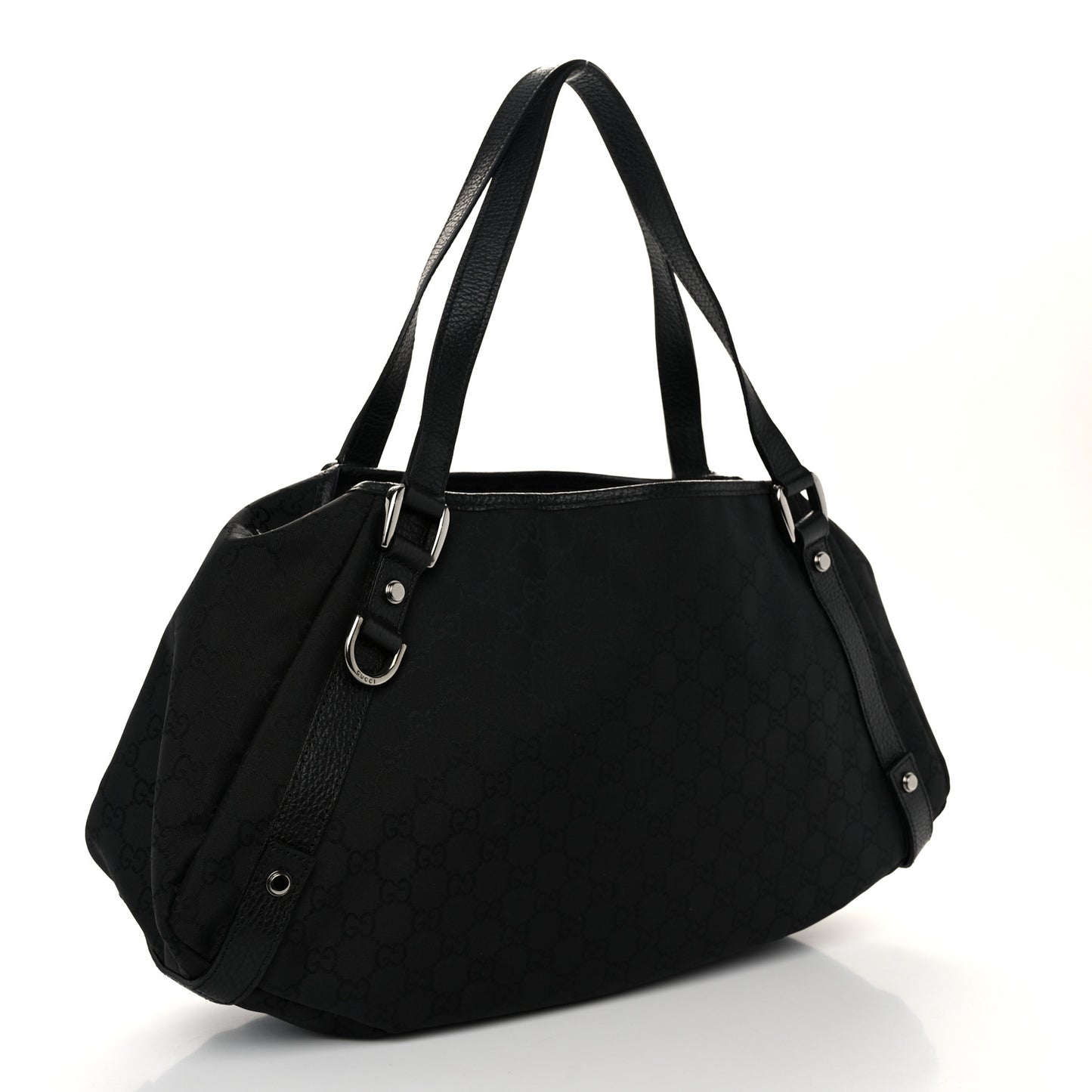Nylon Monogram Medium Abbey Shoulder Bag Black