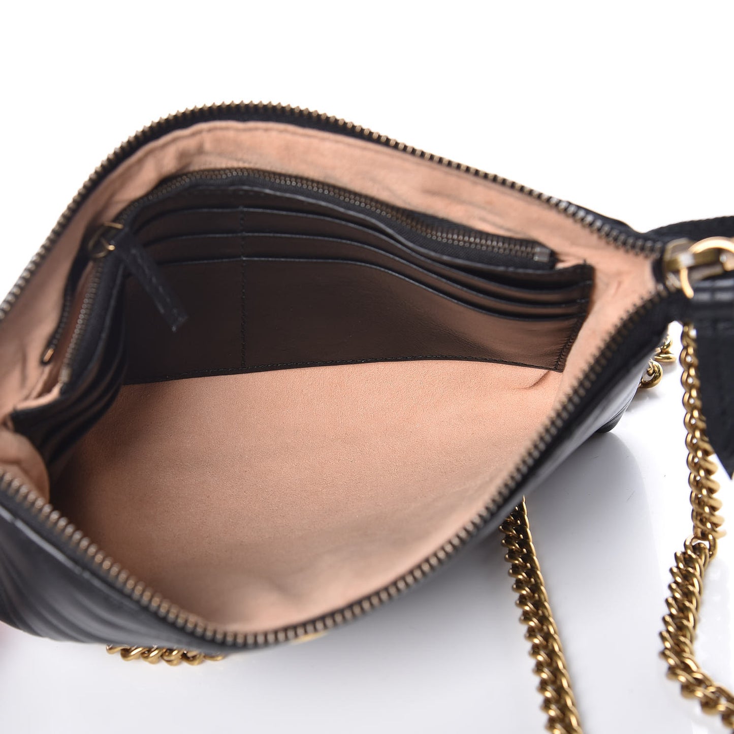 Calfskin Matelasse Mini GG Marmont Chain Bag Black