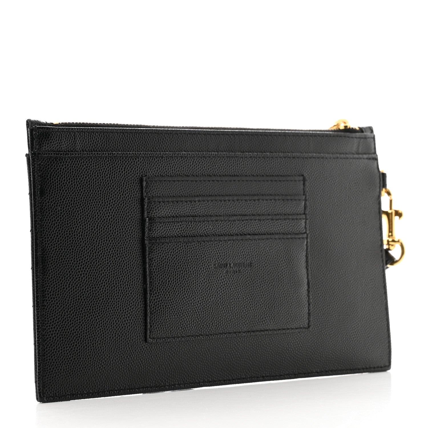 Saint Laurent Grain De Poudre Chevron Monogram Large Bill Pouch Black 3 of 9