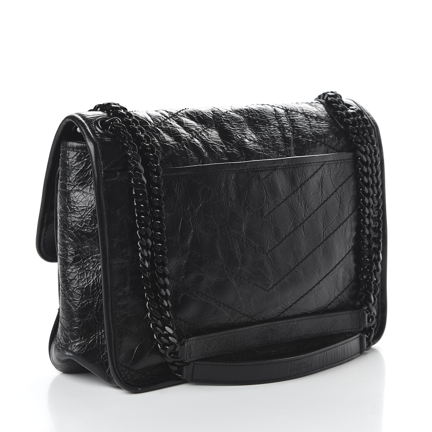 Saint Laurent Crinkled Calfskin Matelasse Monogram Medium Niki Chain Satchel Black 3 of 9