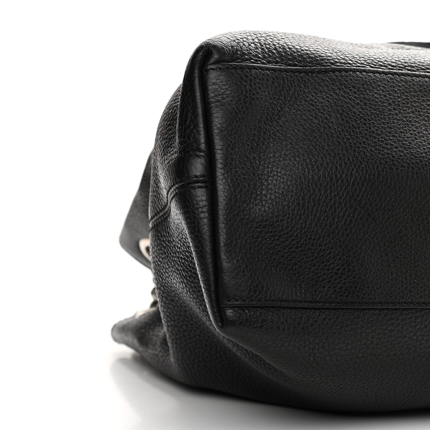 Pebbled Calfskin Studded Medium Soho Chain Shoulder Bag Black