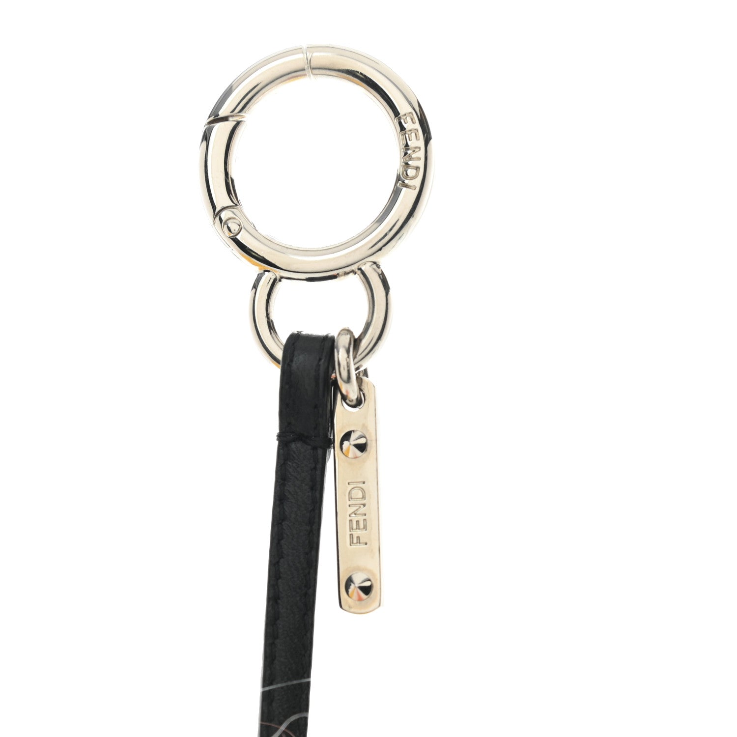 Fendi Fox Mink Goat Fur Mini Karlito Bag Charm White Black Flamingo 3 of 5