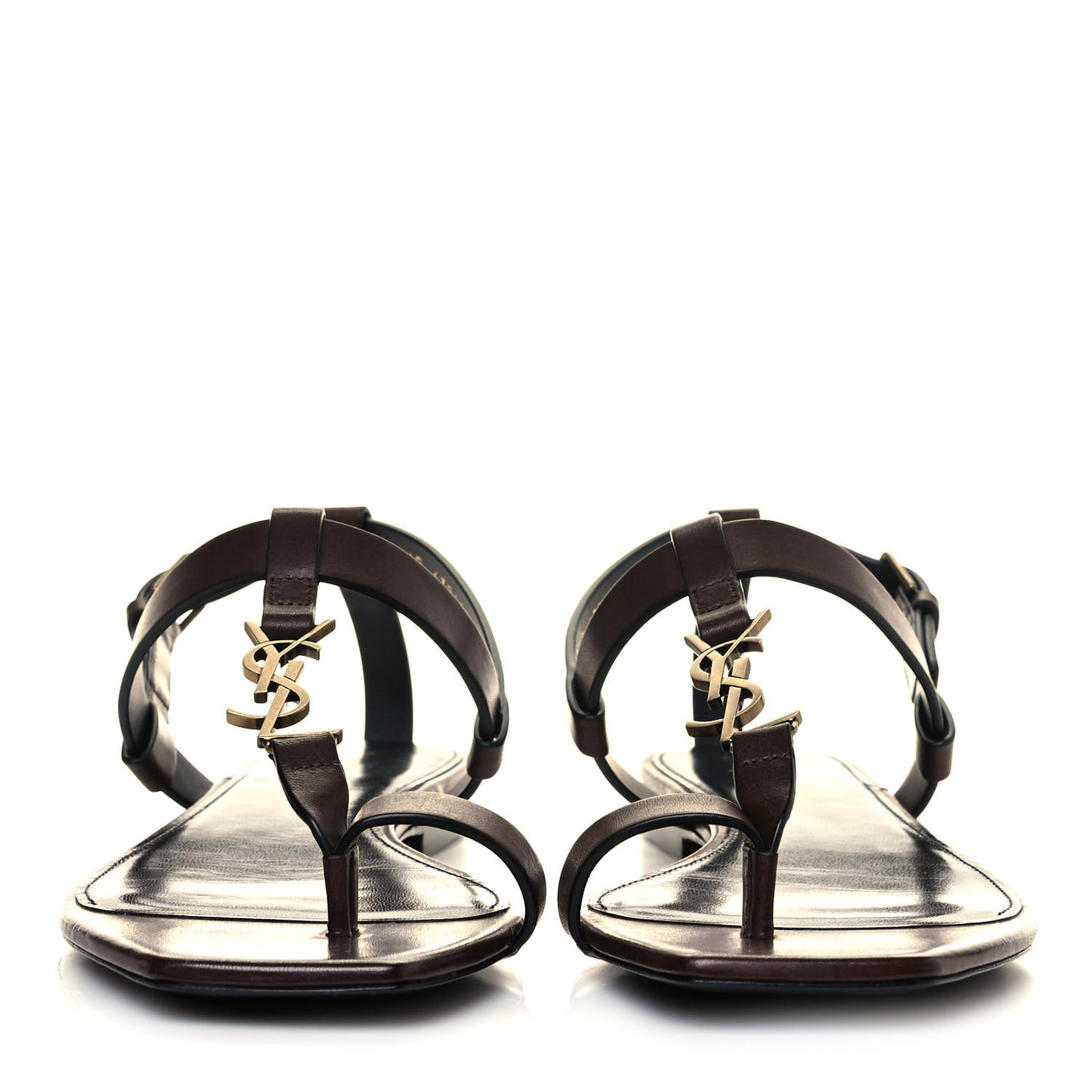 Calfskin Cassandra Monogram Sandals 38 Brown