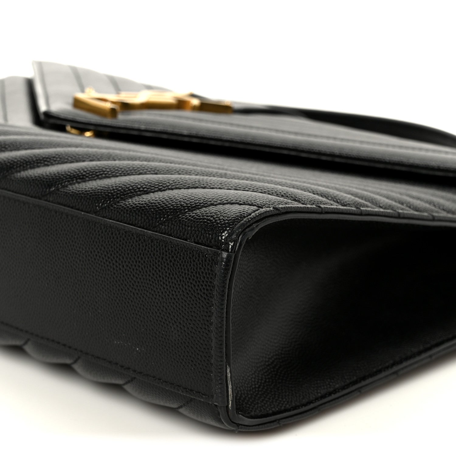 Saint Laurent Grain De Poudre Matelasse Chevron Large Monogram Satchel Black 11 of 11