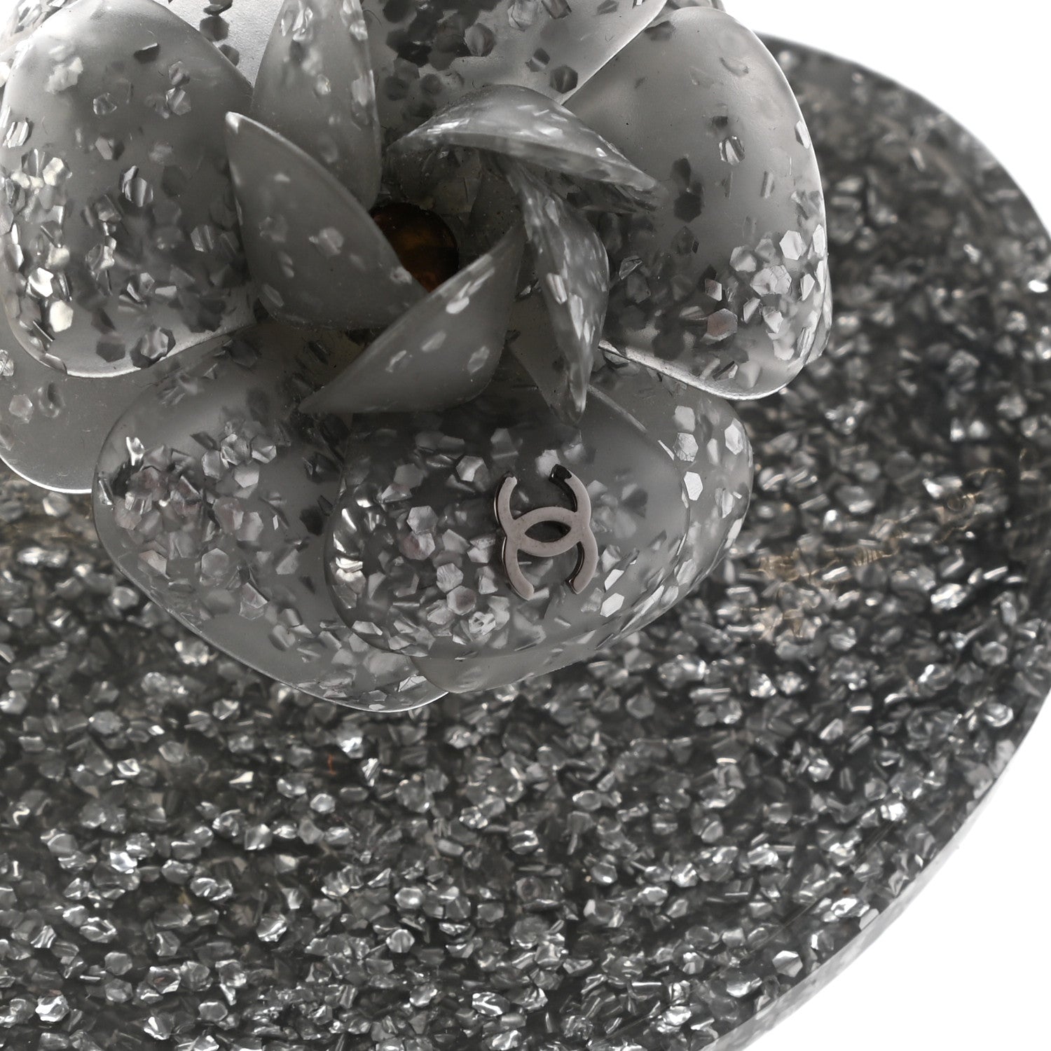 Chanel Jelly Camellia Glitter Thong Sandals 37 Grey 7 of 7
