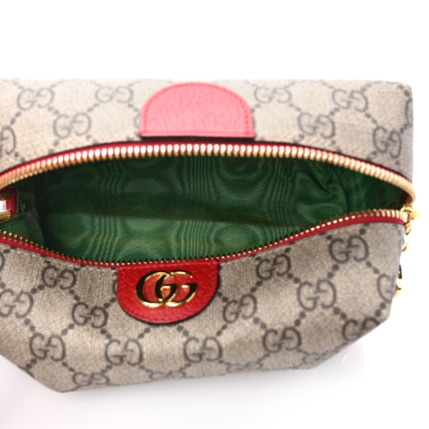 Gucci Soft GG Supreme Monogram Calfskin Medium Ophidia Cosmetic Case Beige Ebony Hibiscus Red 5 of 9