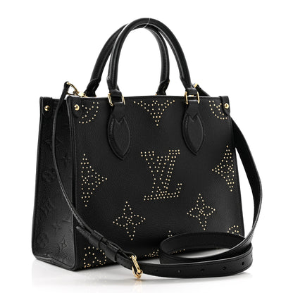Louis Vuitton Grained Calfskin Studded Monogram Giant Onthego PM Black 3 of 9