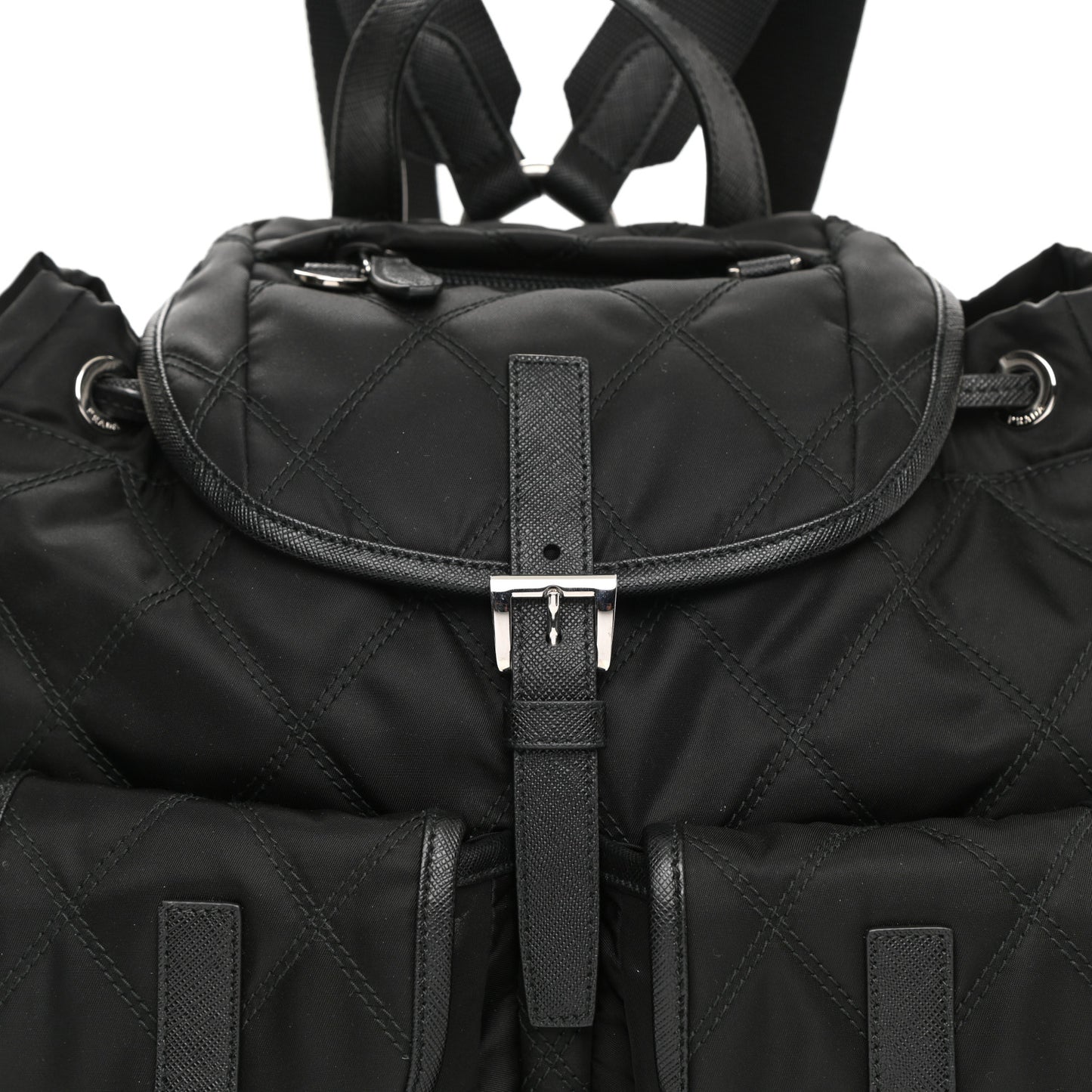 Tessuto Nylon Saffiano Vela Quilted Backpack Black