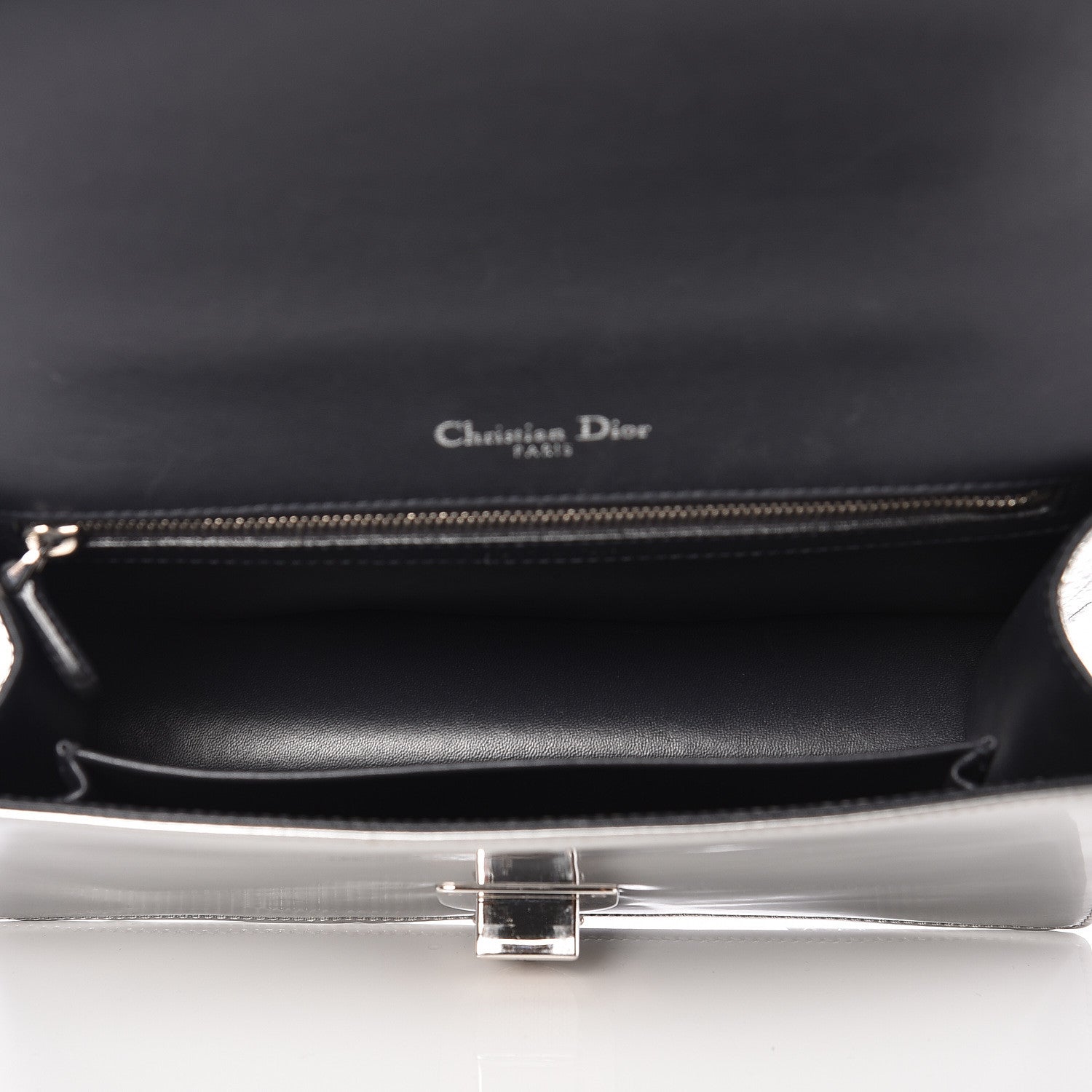 Christian Dior Metallic Patent Micro-Cannage Medium Diorama Flap Bag Silver 5 of 12