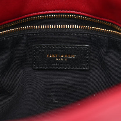 Saint Laurent Lambskin Quilted Medium Loulou Puffer Monogram Chain Satchel Opyum Red 6 of 11
