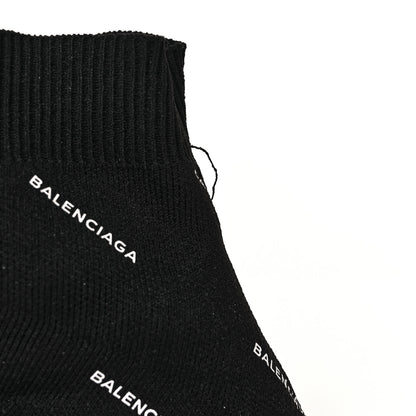 Balenciaga Neoprene Knit Allover Logo Bi-Color Sole Womens Speed Sneakers 36 Black White 7 of 8