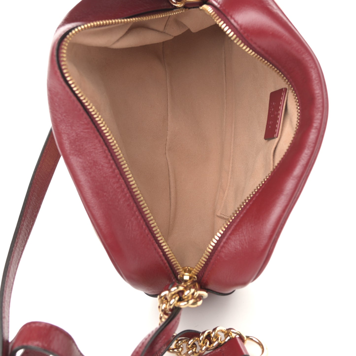 Monogram Azalea Calfskin Matelasse Diagonal Small GG Marmont Chain Shoulder Bag Beige Ebony New Cherry Red