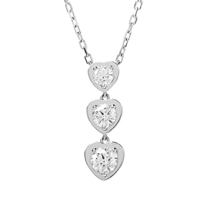 Cartier 18K White Gold Diamond Legers 3 Heart Motif Necklace 4 of 5