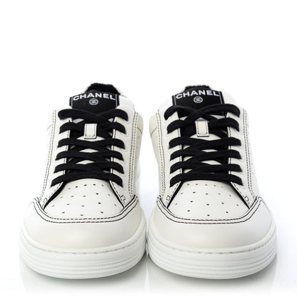 Chanel Calfskin Womens Logo Sneakers 40 Black White 2 of 11