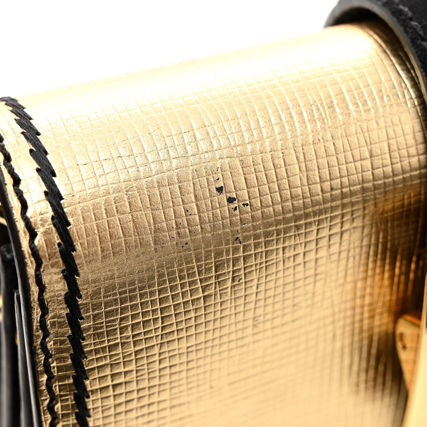 Metallic Calfskin Small Madison Buckle Bag Gold