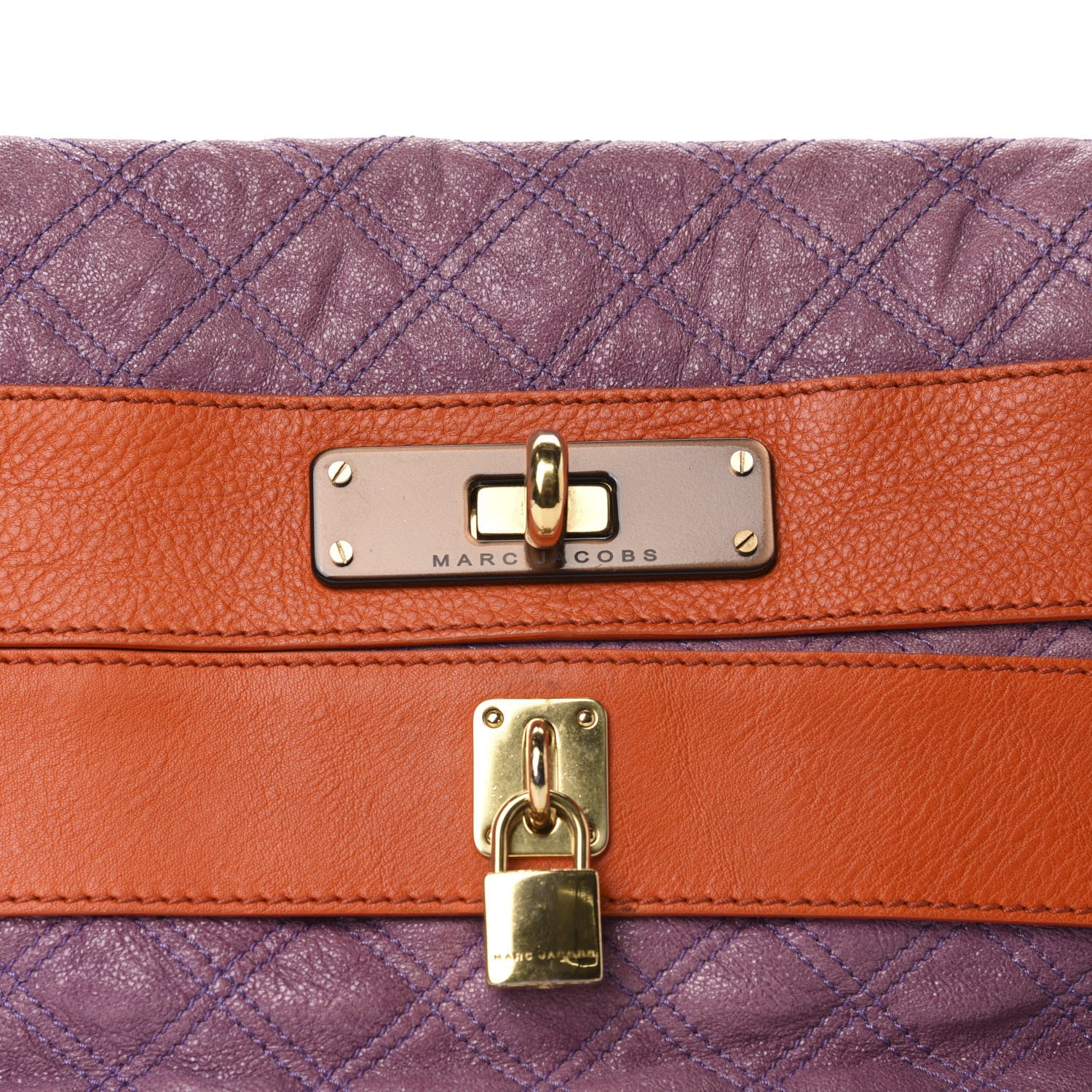Marc Jacobs Calfskin Quilted Clutch Purple Orange 10 of 10