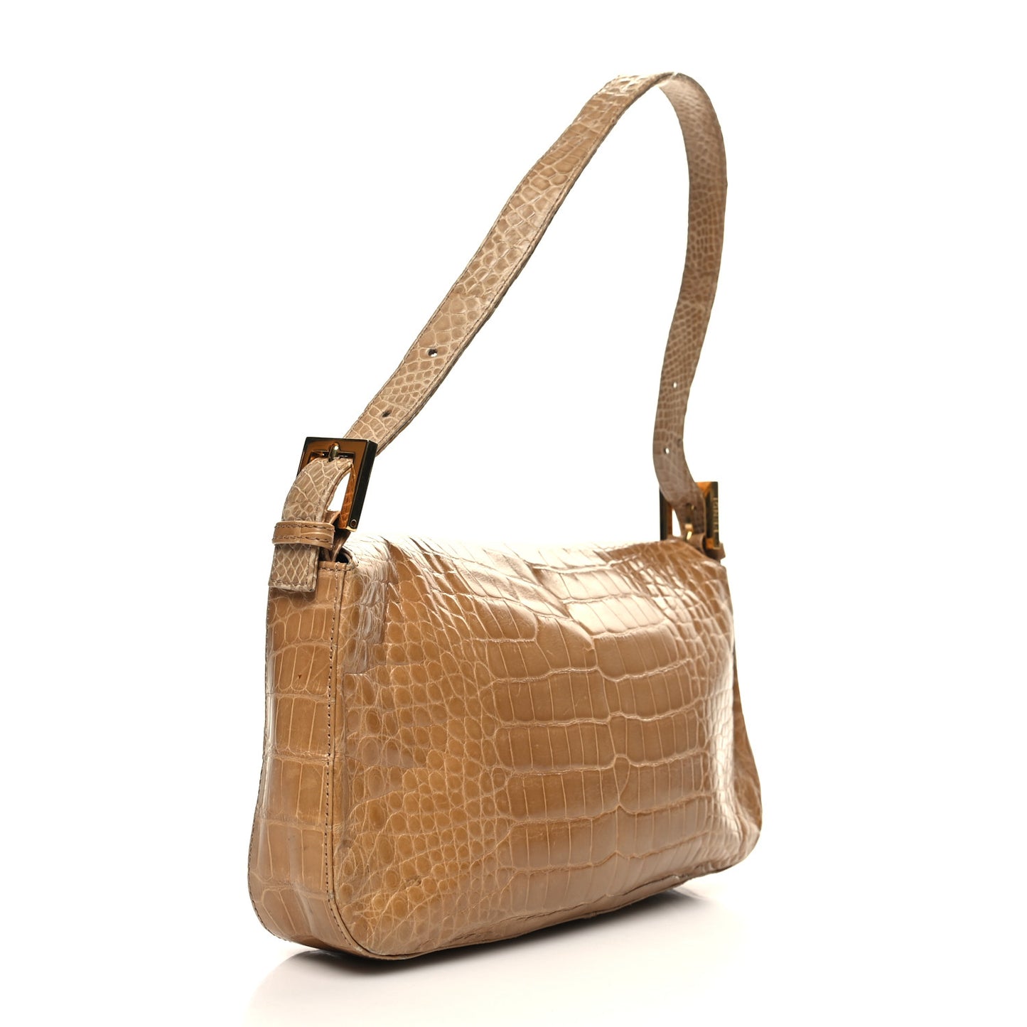 Crocodile Crystal Lizard Baguette Beige