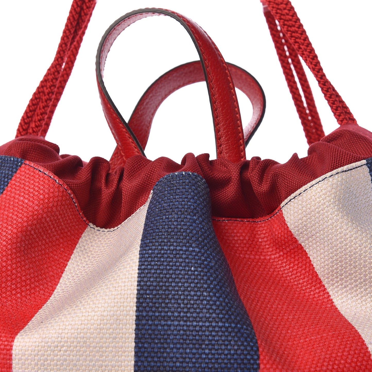 Canvas Logo Sylvie Stripe Drawstring Backpack Red
