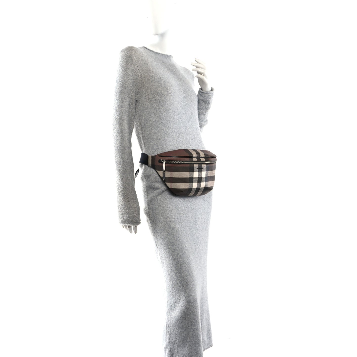E-canvas Check Bum Bag Dark Birch Brown
