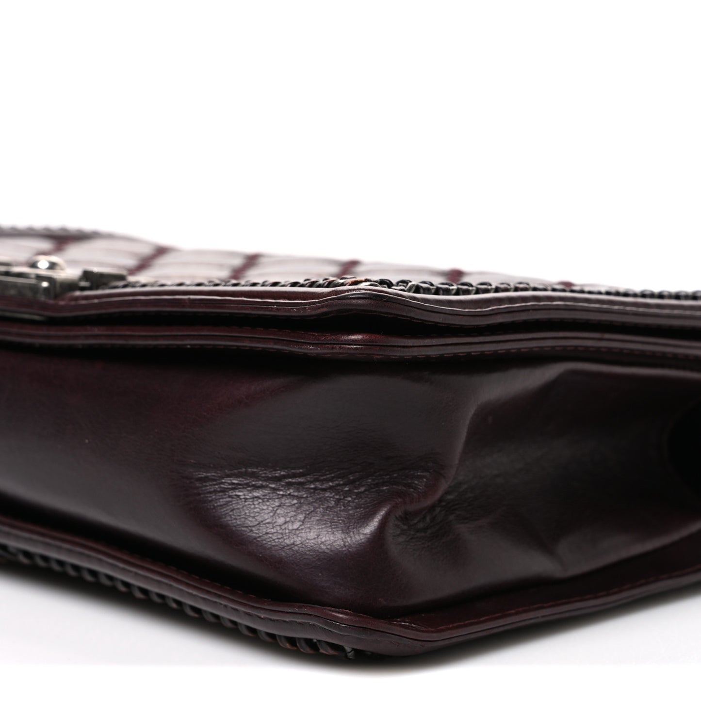 Goatskin Quilted New Medium Boy Handle Flap Burgundy