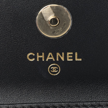 Chanel Calfskin Quilted Maxi Pearls Card Holder Flap With Chain Black 5 of 9
