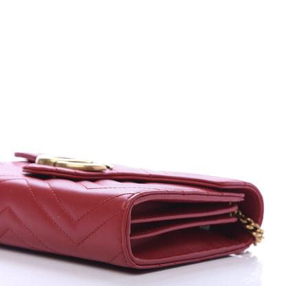 Gucci Calfskin Matelasse GG Marmont Chain Wallet Hibiscus Red 9 of 10
