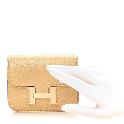Hermes Metallic Chevre Chamkilight Constance Slim Wallet Dore 2 of 9