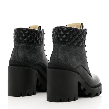 Gucci Apollo Calfskin GG Supreme Nappa Samoa Quilted Lace Up Ankle Boots 36 Black 4 of 12