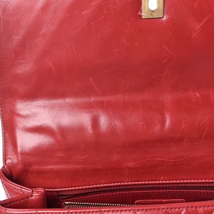 Chanel Calfskin Chevron Quilted Large Coco Handle Flap Red 13 of 15