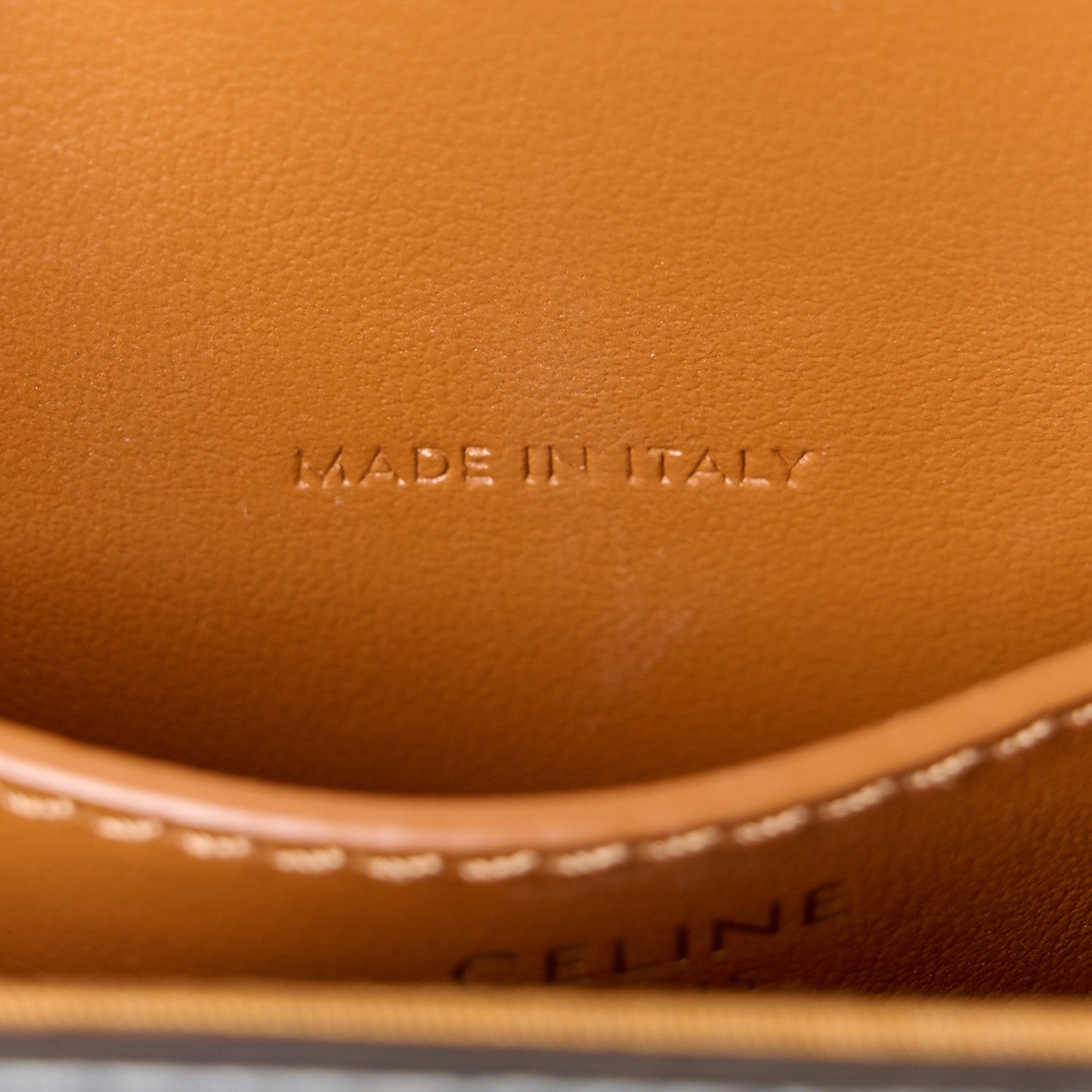 Celine Triomphe Canvas Calfskin Tabou Clutch on Strap Tan 7 of 10