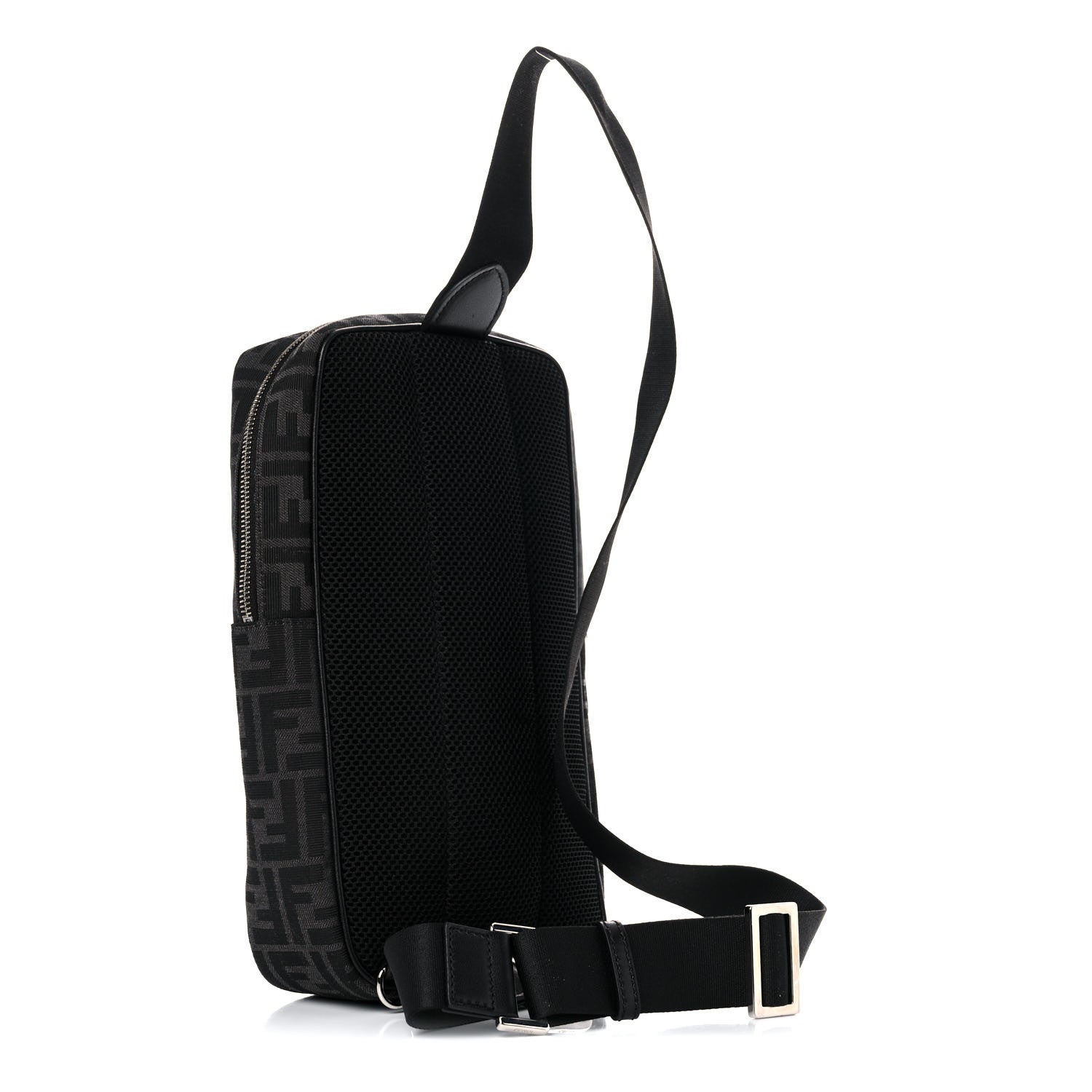 Fendi Recycled Fabric Jacquard Vitello Astro FF 1974 One-Shoulder Travel Backpack Asfalto Black 2 of 11