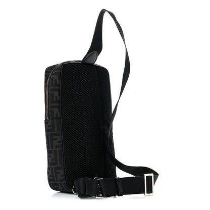 Fendi Recycled Fabric Jacquard Vitello Astro FF 1974 One-Shoulder Travel Backpack Asfalto Black 2 of 11