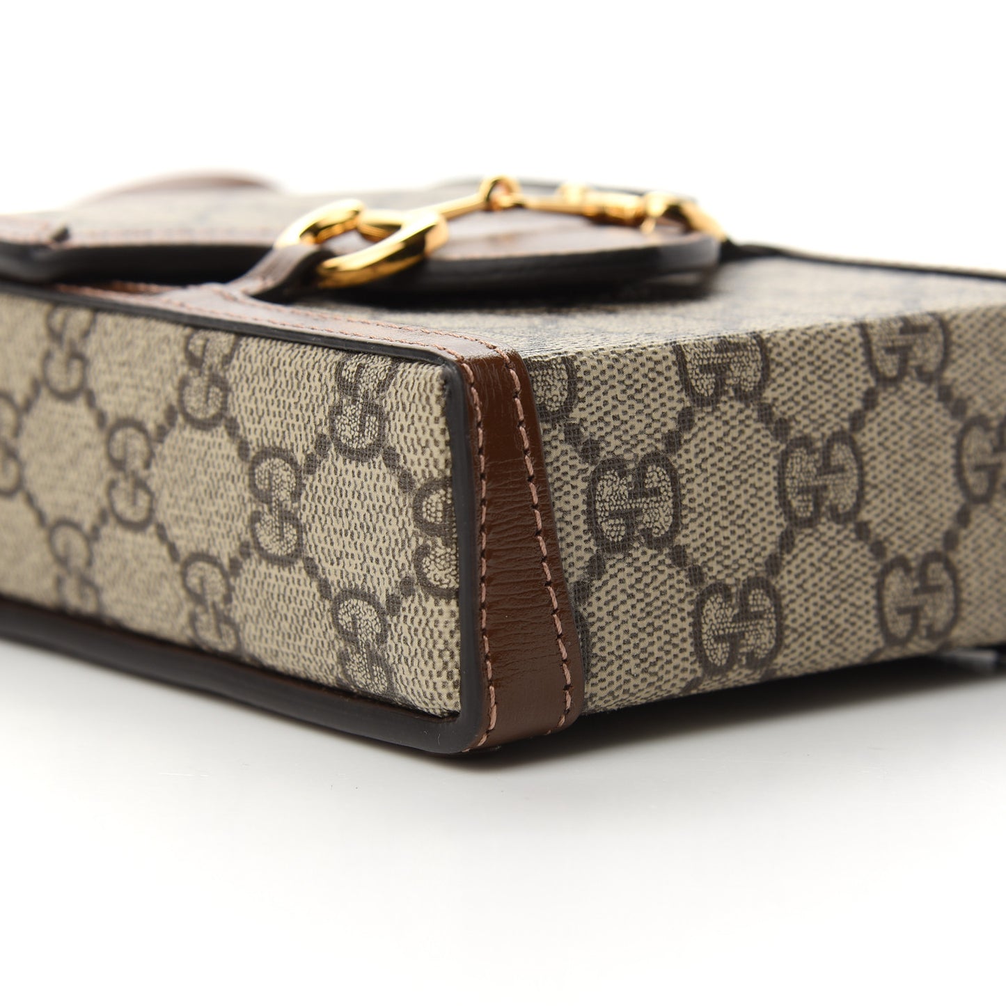 GG Supreme Monogram Mini Horsebit 1955 Crossbody Bag Beige Brown Sugar