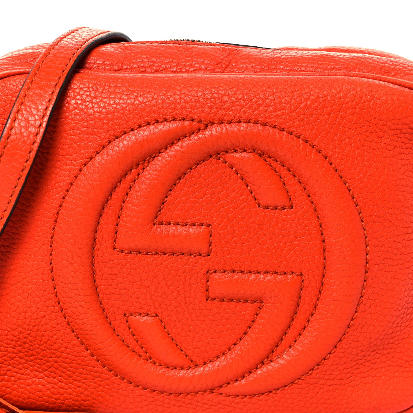 Pebbled Calfskin Small Soho Disco Bag Sun Orange