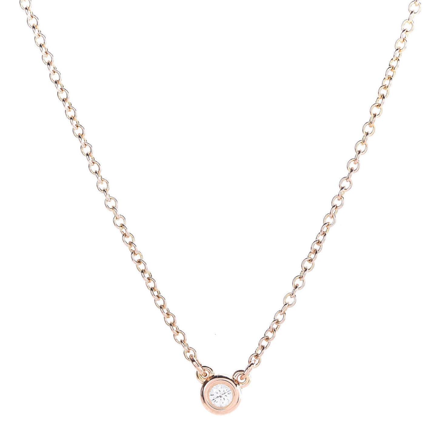18K Rose Gold Diamond .03ct Elsa Peretti Diamonds by the Yard Pendant Necklace