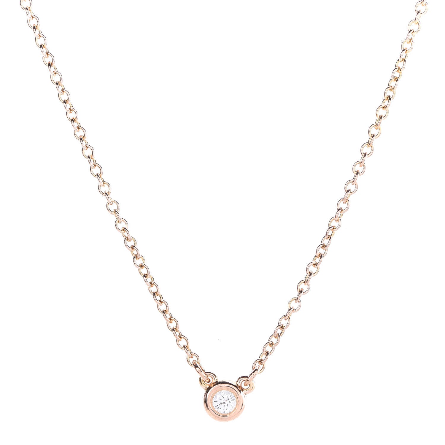 Tiffany 18K Rose Gold Diamond .03ct Elsa Peretti Diamonds by the Yard Pendant Necklace 4 of 8