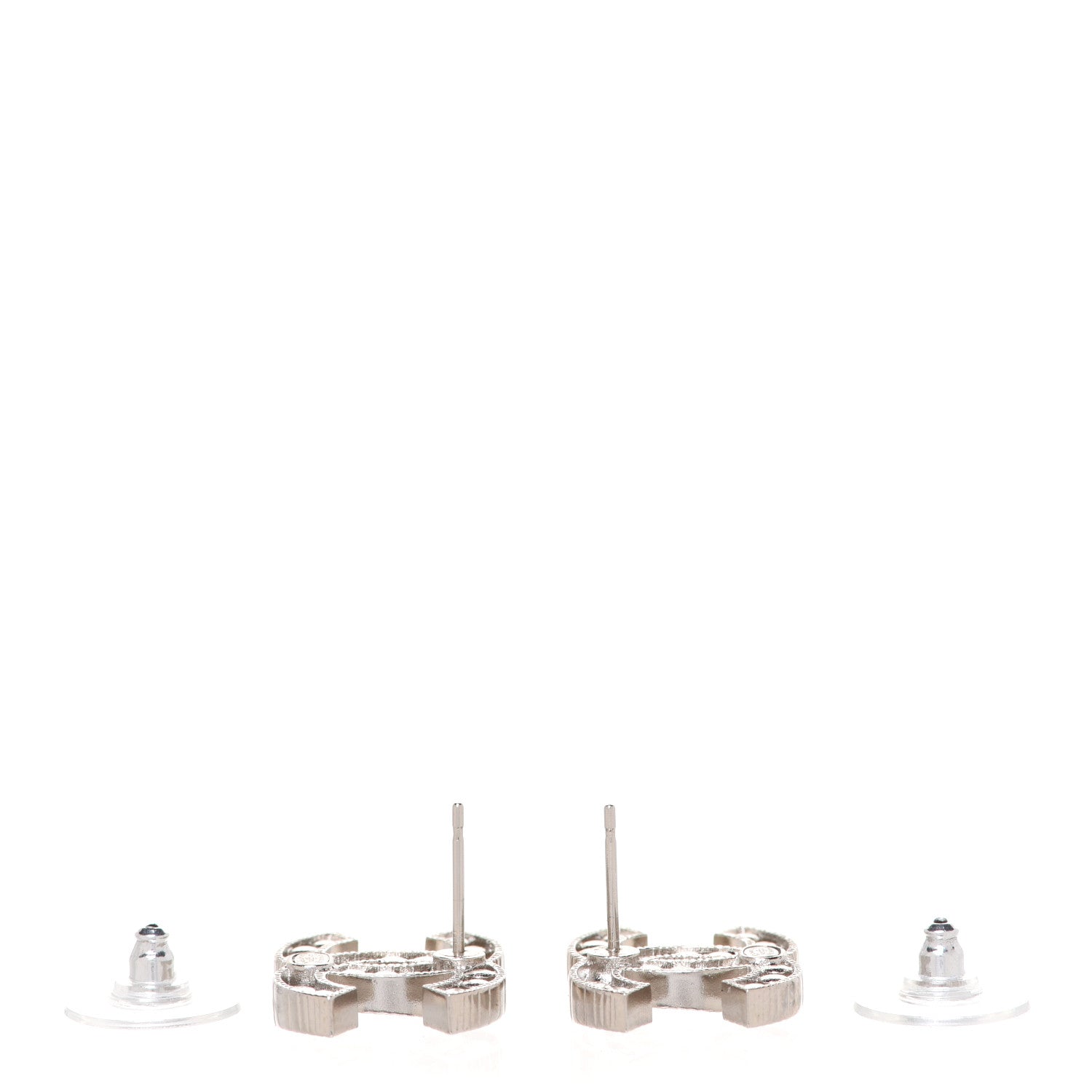Chanel Crystal CC Earrings Silver 3 of 5