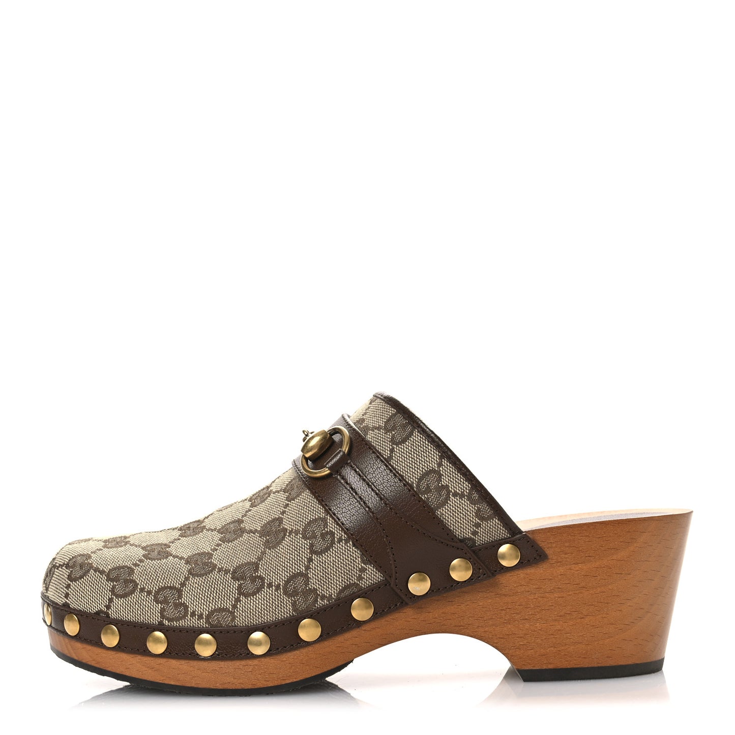 Monogram Goatskin Horsebit Clog Mules 40 Beige Ebony Brown Sugar