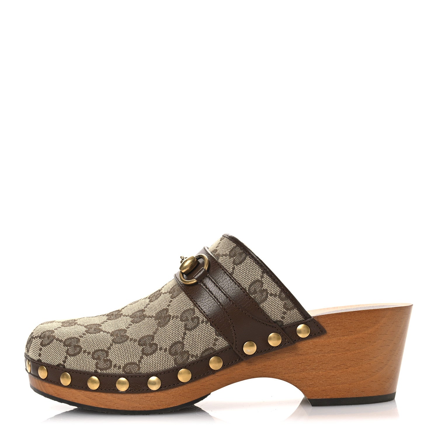 Gucci Monogram Goatskin Horsebit Clog Mules 40 Beige Ebony Brown Sugar 1 of 14