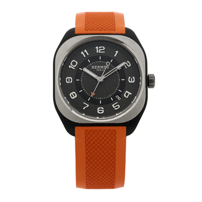 Hermes DLC Coated Titanium Rubber 39mm H08 Automatic Watch Orange 1 of 5