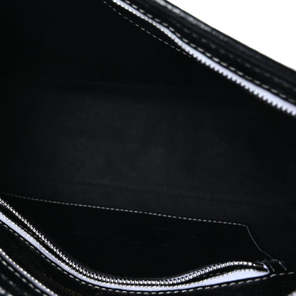 Balenciaga Agneau Arena Striped Patchwork Large Barbes Z Pouch with Handle Black White 5 of 8