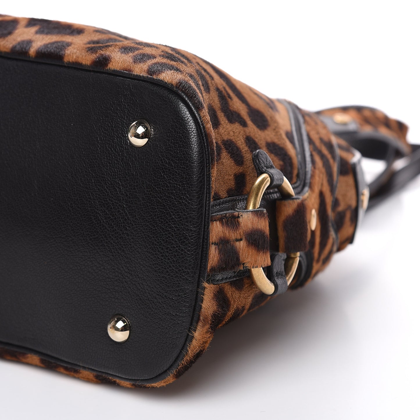 Calf Hair Leopard Print Large Fauve Black