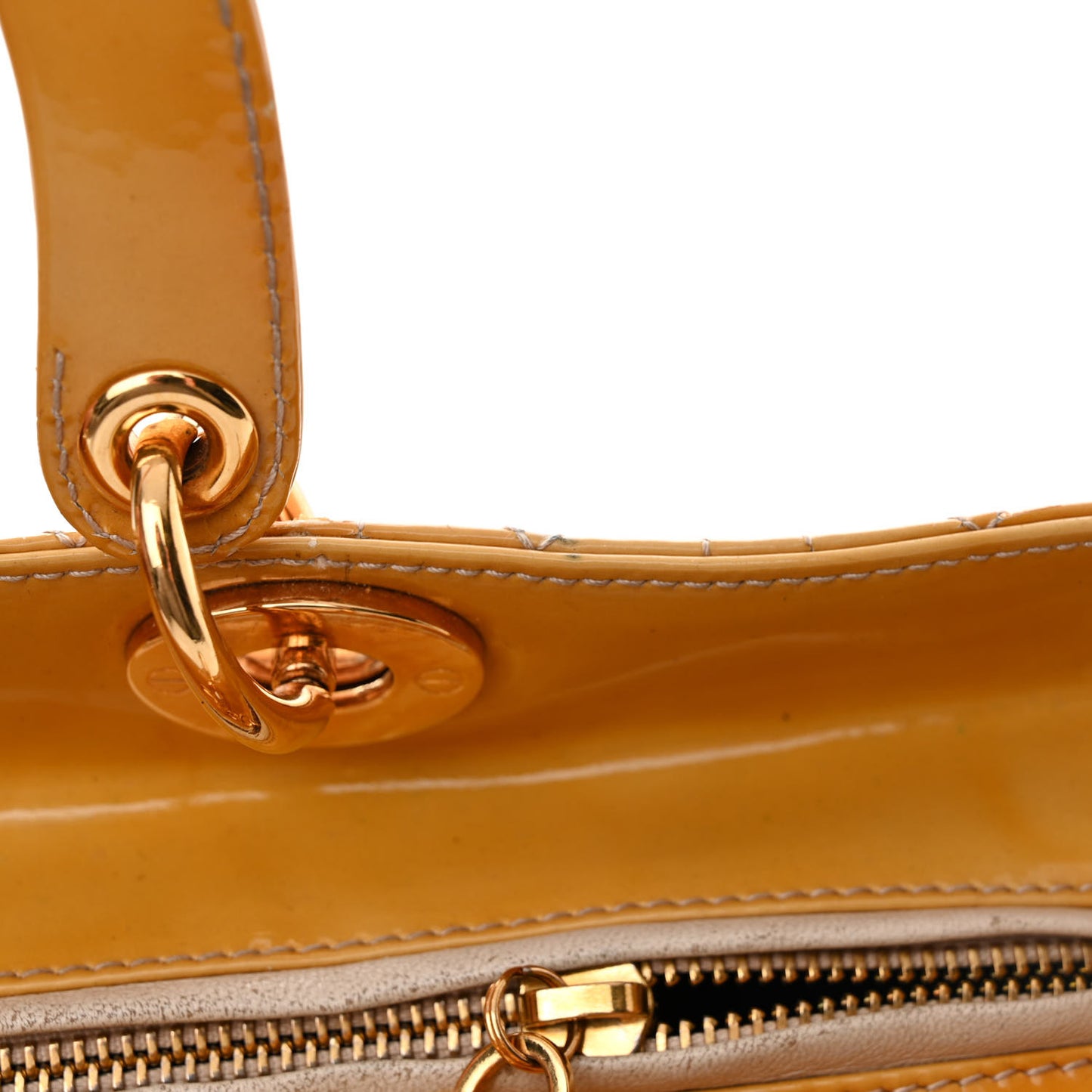 Patent Cannage Large Lady Dior Beige