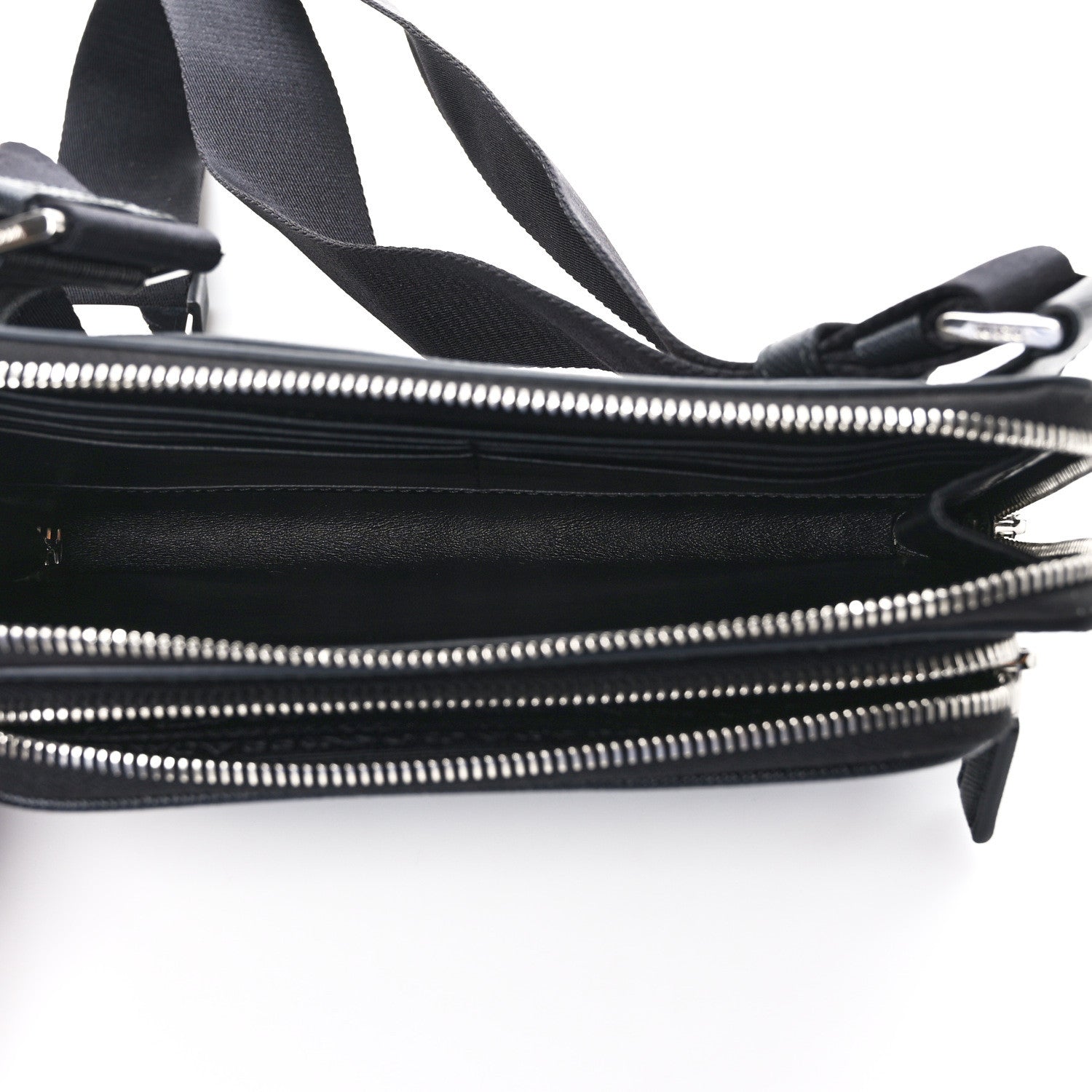 Prada Saffiano Travel Double Zip Crossbody Belt Bag Black 5 of 14